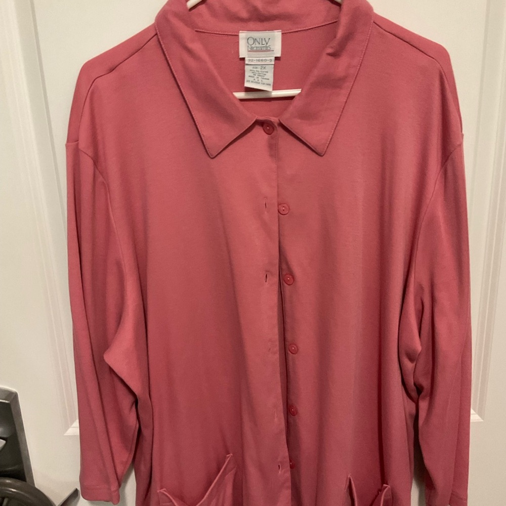 2X pink cotton/poly shirt/jacket